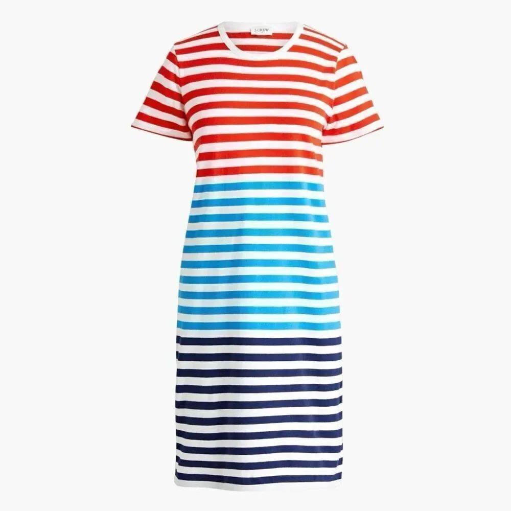 J.Crew blue red white striped tshirt dress xs
